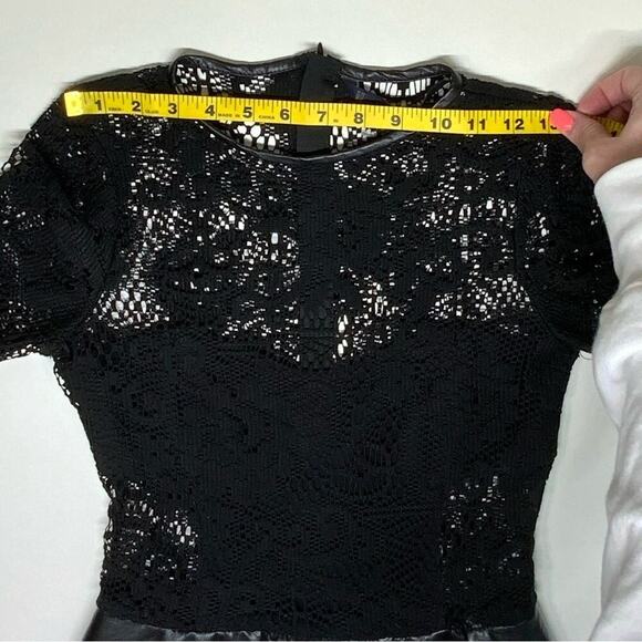 EUC | Zara Woman | Lace Leather Peplum Dress | Black | XS - Picture 10 of 16